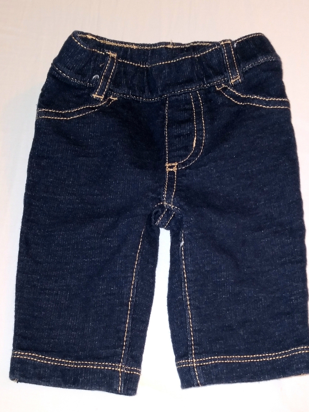 Carter's Dark Blue Knit Denim Pull-On Jeans with Contrast Stitching